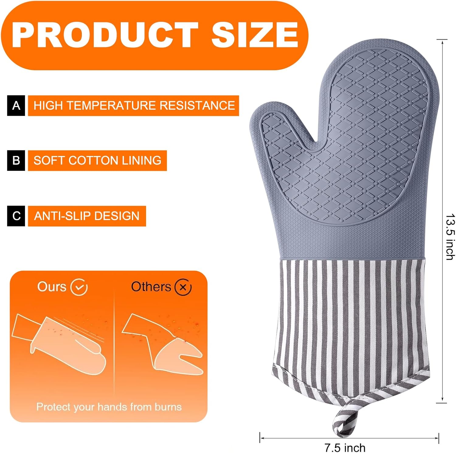 Silicone Oven Mitts, 500°F Hea - Oven Mitt Silicone incelemesi ve fiyatı