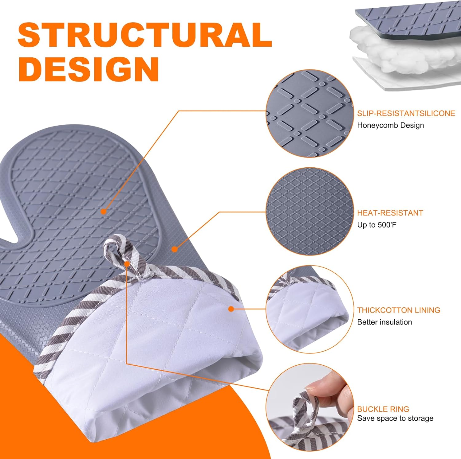 Silicone Oven Mitts, 500°F Hea - Oven Mitt Silicone incelemesi ve fiyatı