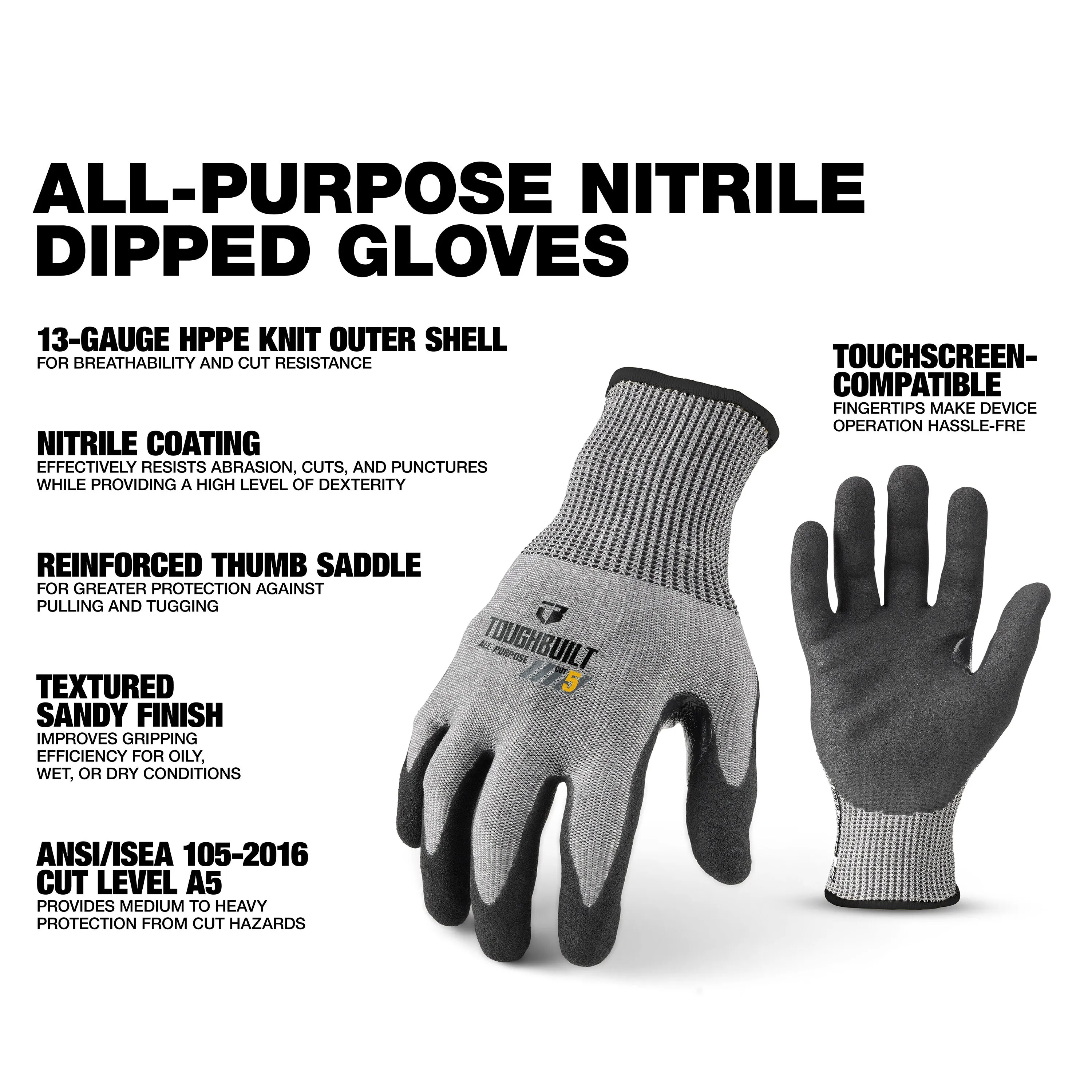 TOUGHBUILT TB-P2-112-5-L Nitri - Nitrile Mechanic Glove incelemesi ve fiyatı