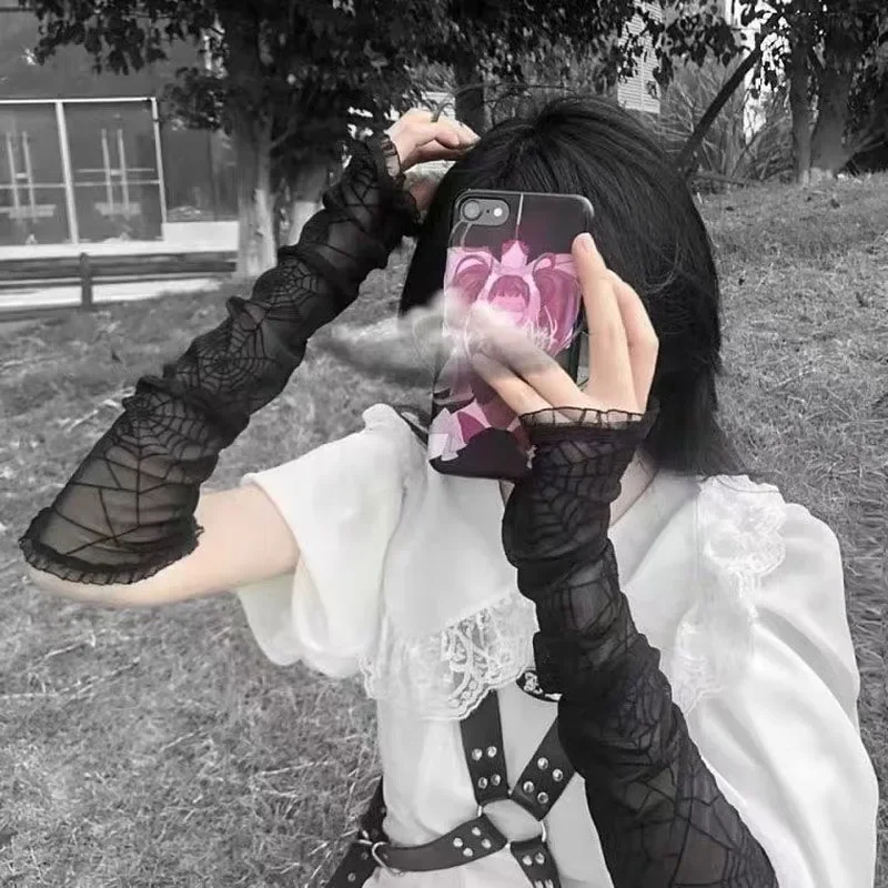 Gothic Lace Spider Web Fingerl - Fingerless Glove Knit incelemesi ve fiyatı