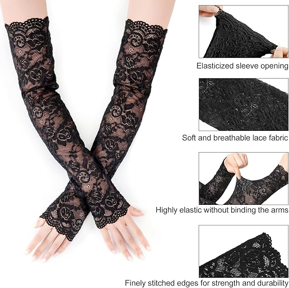 New 1Pair Sexy Lace Hollow-Out - Fingerless Glove Knit incelemesi ve fiyatı