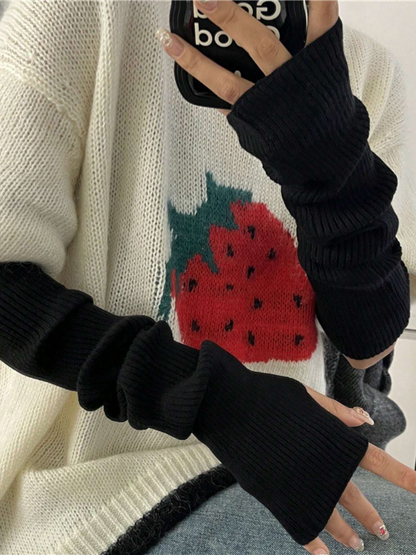 Black Fingerless Knitted Glove - Fingerless Glove Knit incelemesi ve fiyatı