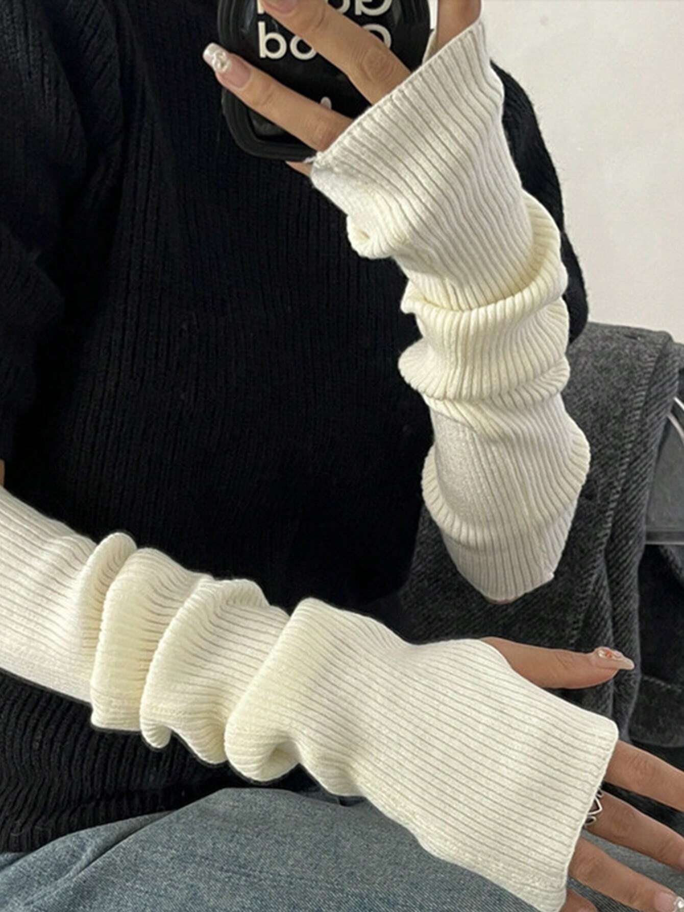 Black Fingerless Knitted Glove - Fingerless Glove Knit incelemesi ve fiyatı