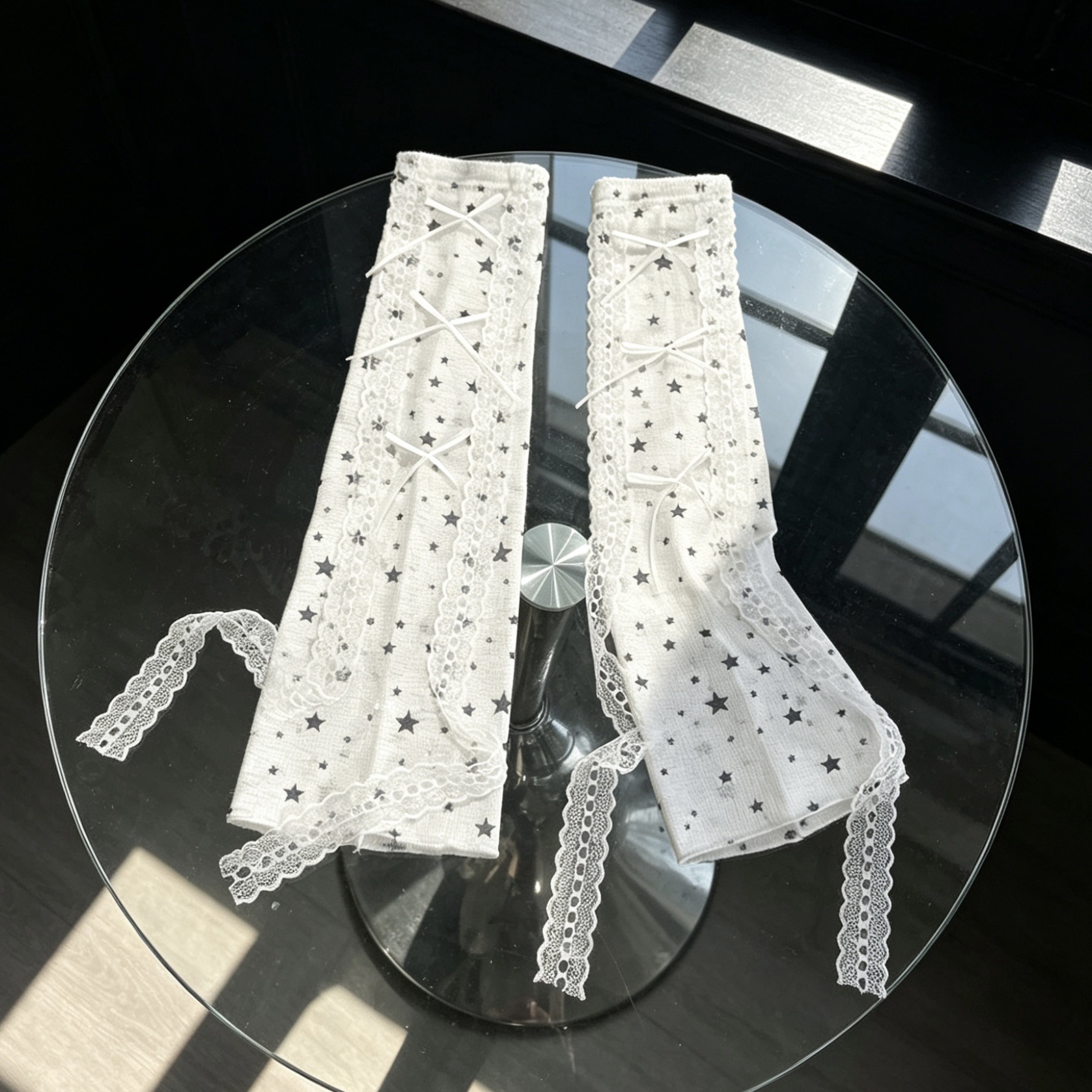 Kawaii Star Print Lace Arm Sle - Fingerless Glove Knit incelemesi ve fiyatı