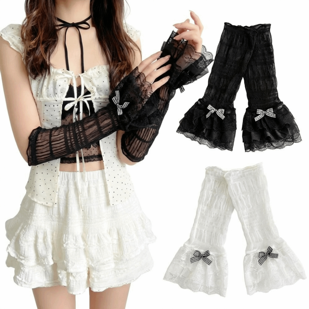1 Pair Thin Lace Lace Arm Slee - Fingerless Glove Knit incelemesi ve fiyatı